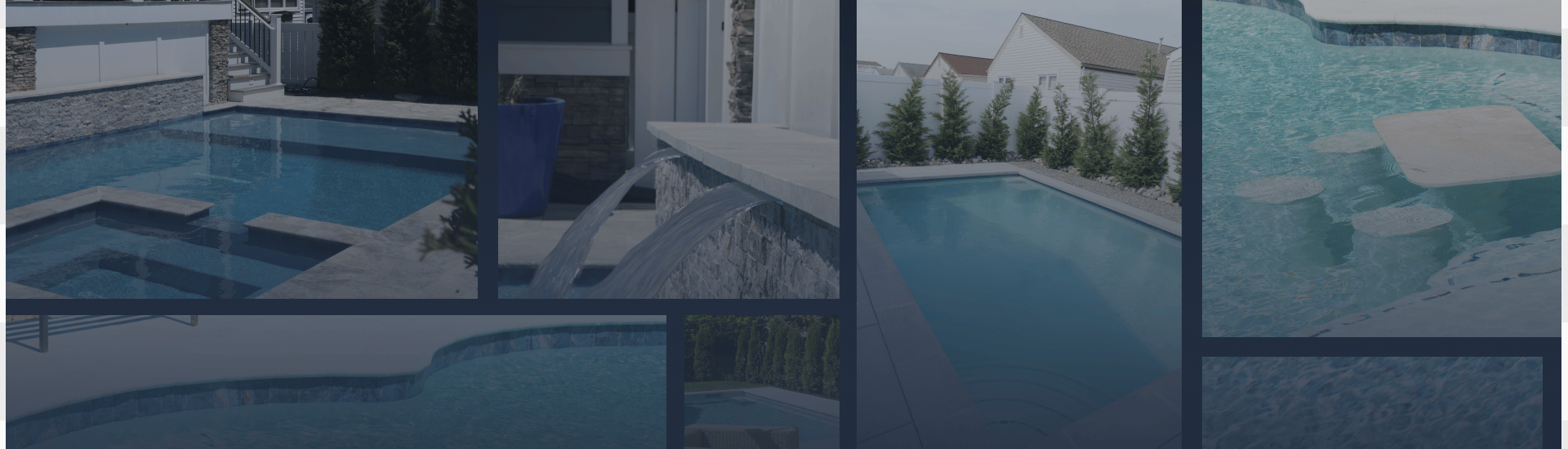 A quiet coastal residential street lined with large houses, fences, gardens, and a swimming pool under a bright sky.